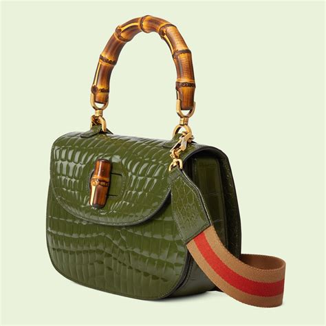 borsa gucci bamboo alligator|gucci bamboo handle.